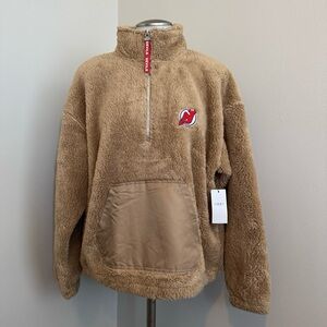 New Jersey Red Devils Tan Teddy Sherpa Pullover Quarter Zip